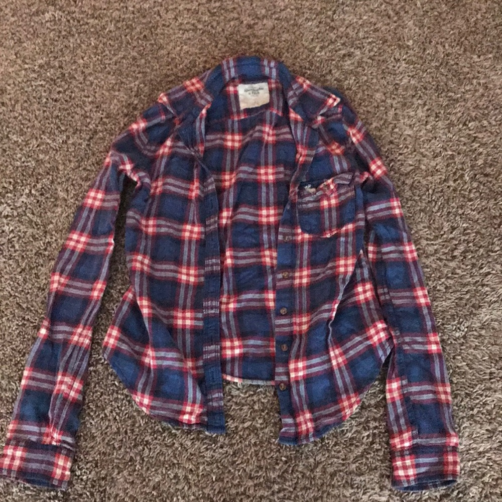 A&F red and blue flannel size XS